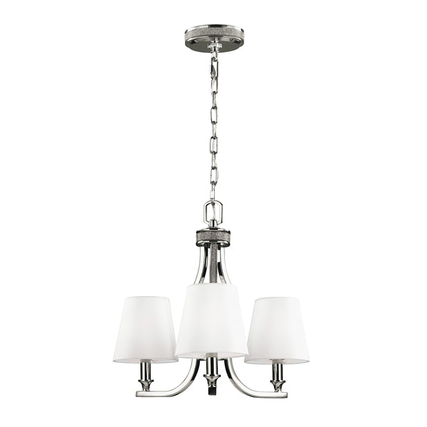 Product photograph of Elstead Pave 3 Light Chandelier Polished Nickel from Olivia's