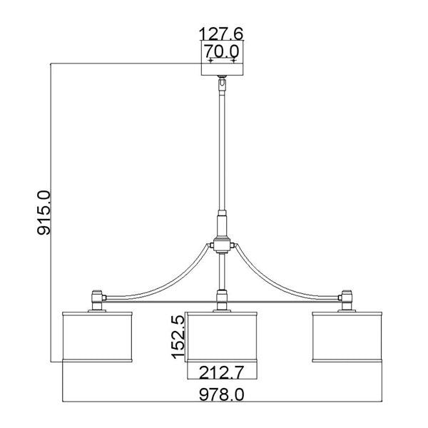 Product photograph of Elstead Prospect Park 3 Light Chandelier Satin Nickel And Chrome from Olivia's.