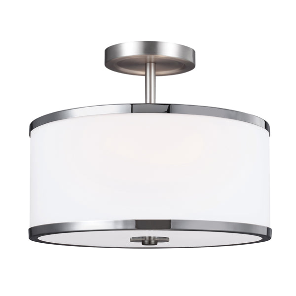 Elstead Prospect Park 2 Light Pendant Satin Nickel And Chrome