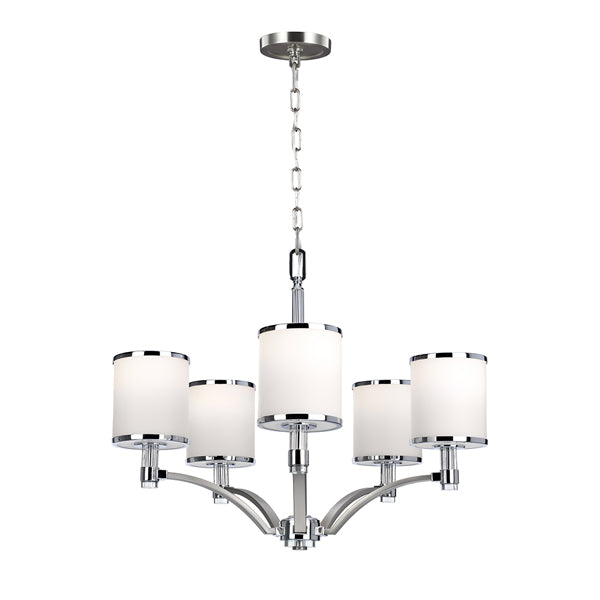 Elstead Prospect Park 5 Light Chandelier Satin Nickel and Chrome