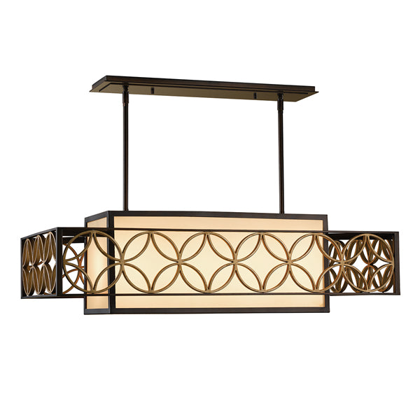 Product photograph of Elstead Remy 4 Light Pendant Heritage Bronze And Parissiene Gold from Olivia's