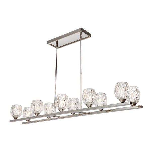 Product photograph of Elstead Rubin 10 Light Chandelier Polished Nickel Outlet from Olivia's