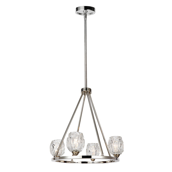 Product photograph of Elstead Rubin 4 Light Chandelier Polished Nickel from Olivia's