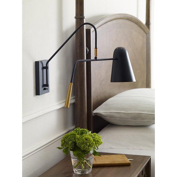 Product photograph of Elstead Simon 1 Light Wall Light Midnight Black from Olivia's.