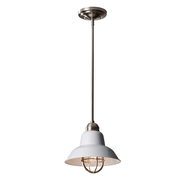 Product photograph of Elstead Urban Renewal 1 Light Pendant Brushed Steel And Glossy White from Olivia's