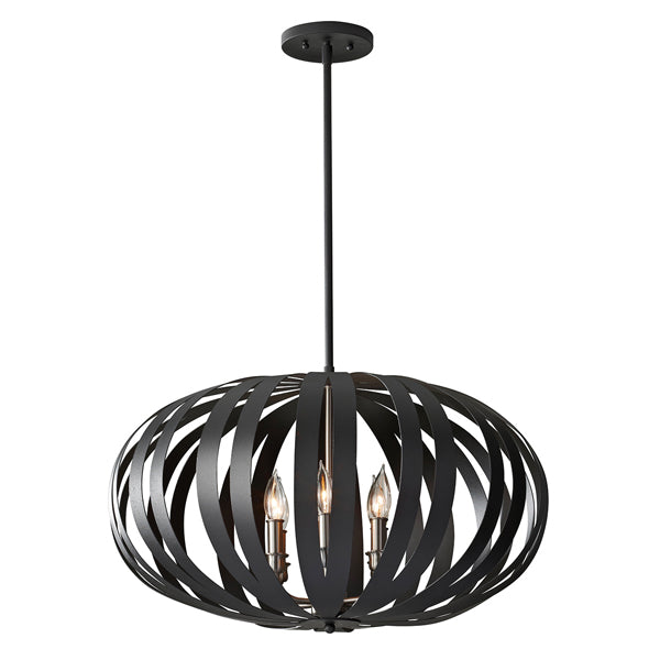 Product photograph of Elstead Woodstock 6 Light Chandelier Textured Black from Olivia's