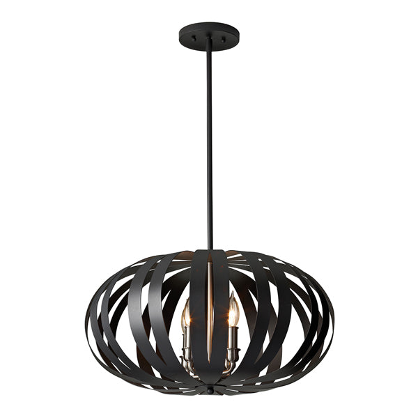 Product photograph of Elstead Woodstock 4 Light Chandelier Textured Black from Olivia's