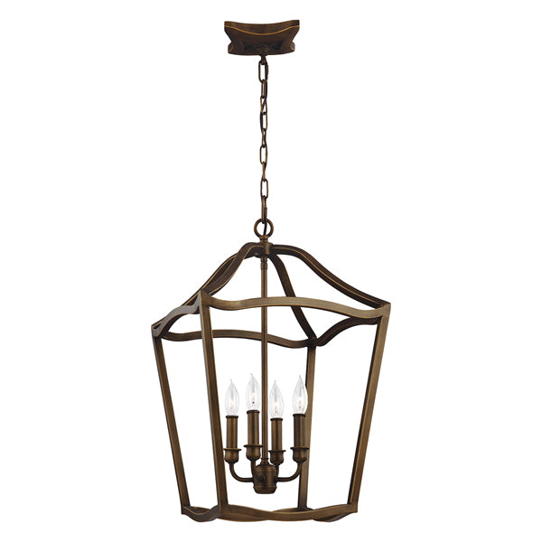 Product photograph of Elstead Yarmouth 4 Light Pendant Painted Aged Brass from Olivia's