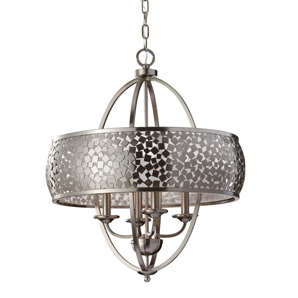 Product photograph of Elstead Zara 4 Light Chandelier Brushed Steel Large from Olivia's.