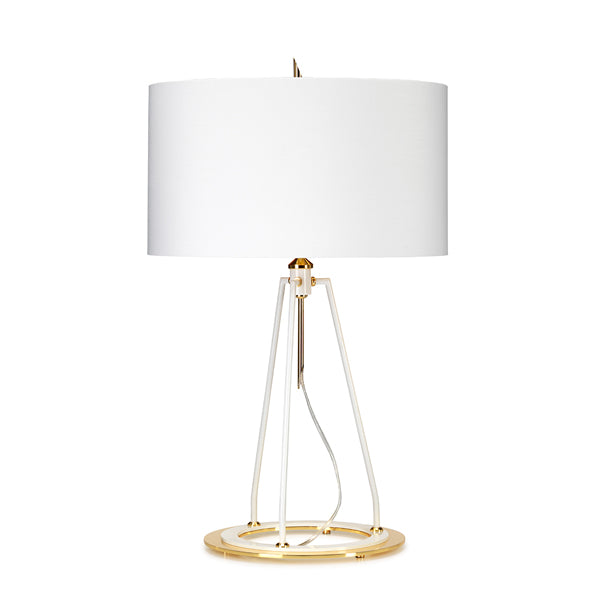 Product photograph of Elstead Ferrara Table Lamp White Polished Gold from Olivia's.