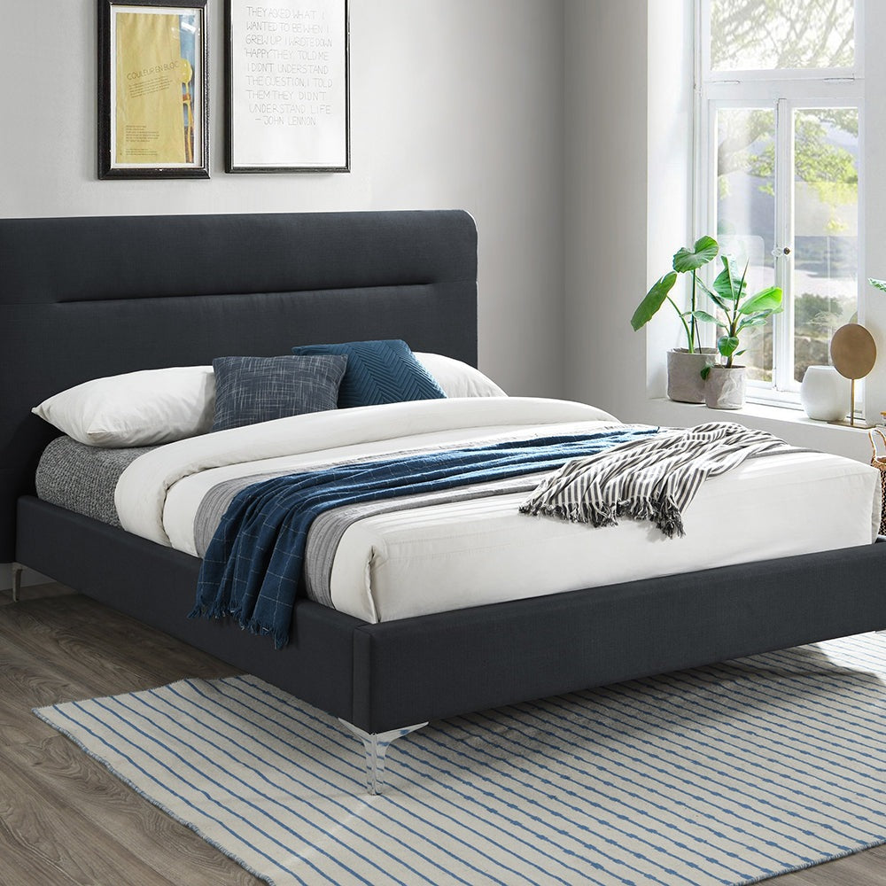 Olivias Fisher Fabric Bed In Charcoal Double