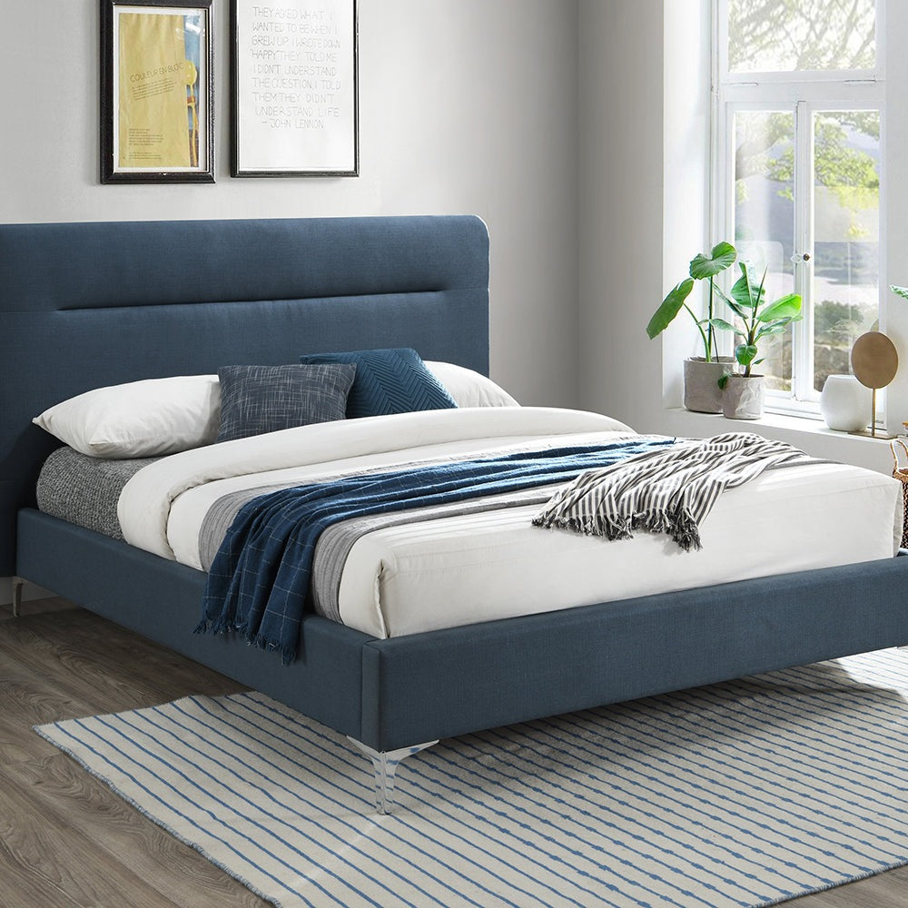 Olivias Fisher Fabric Bed In Steel Blue Kingsize