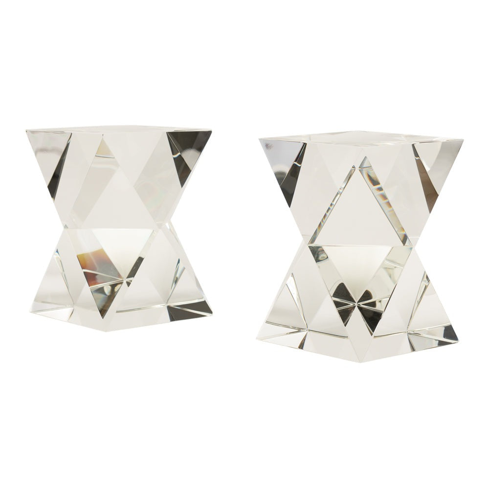 Product photograph of Liang Eimil Crystal Set Of 2 Angular Bookends Clear from Olivia's.
