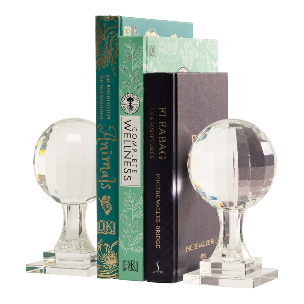 Product photograph of Liang Eimil Crystal Set Of 2 Globe Bookends Clear from Olivia's