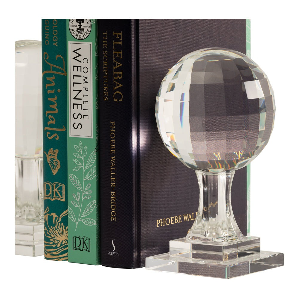 Product photograph of Liang Eimil Crystal Set Of 2 Globe Bookends Clear from Olivia's.