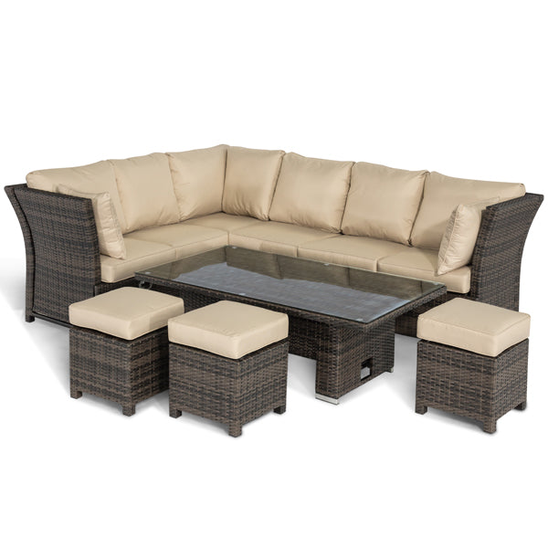 Maze Rattan Henley Outdoor Furniture Set With Rising Table In Brown