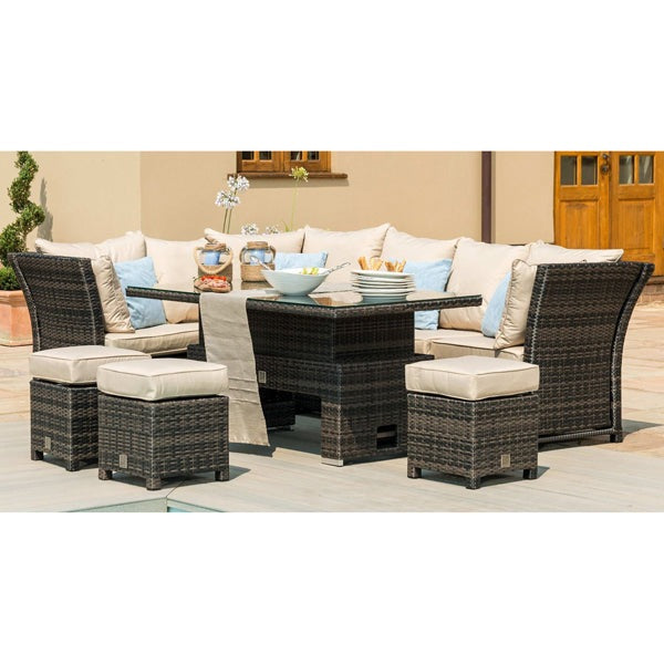 Product photograph of Maze Henley Outdoor Furniture Set With Rising Table In Brown from Olivia's.