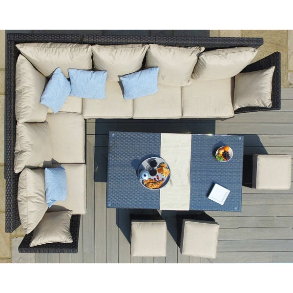 Product photograph of Maze Henley Outdoor Furniture Set With Rising Table In Brown from Olivia's.