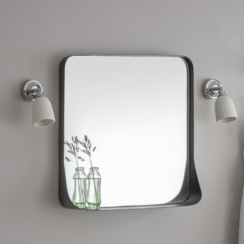 Product photograph of Garden Trading Farringdon Mirror Square In Steel from Olivia's