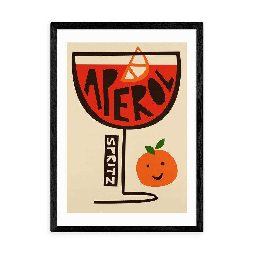 Product photograph of Aperol Spritz By Fox And Velvet - A3 Black Framed Art Print from Olivia's.