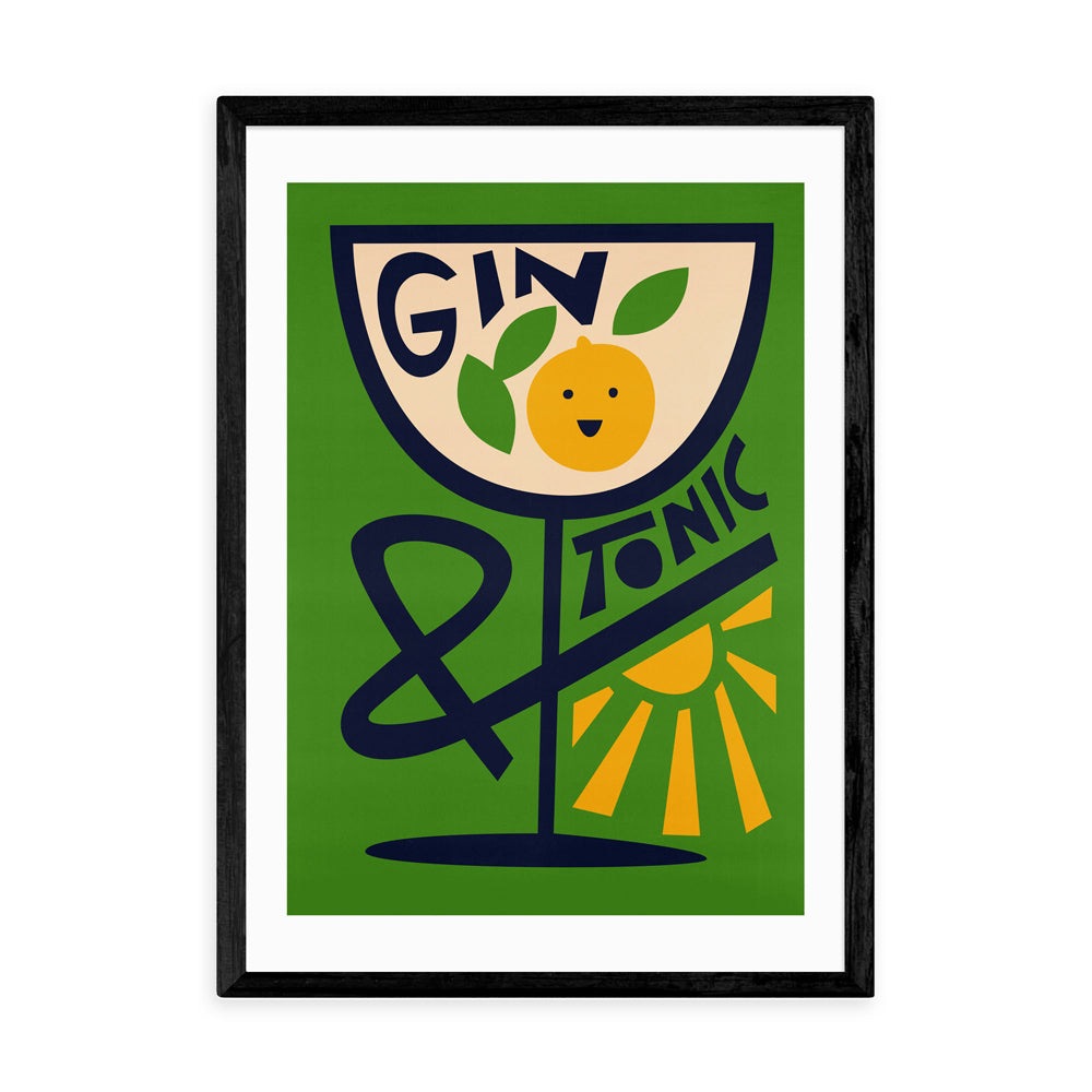 Product photograph of Gin And Tonic By Fox And Velvet - A3 Black Framed Art Print from Olivia's