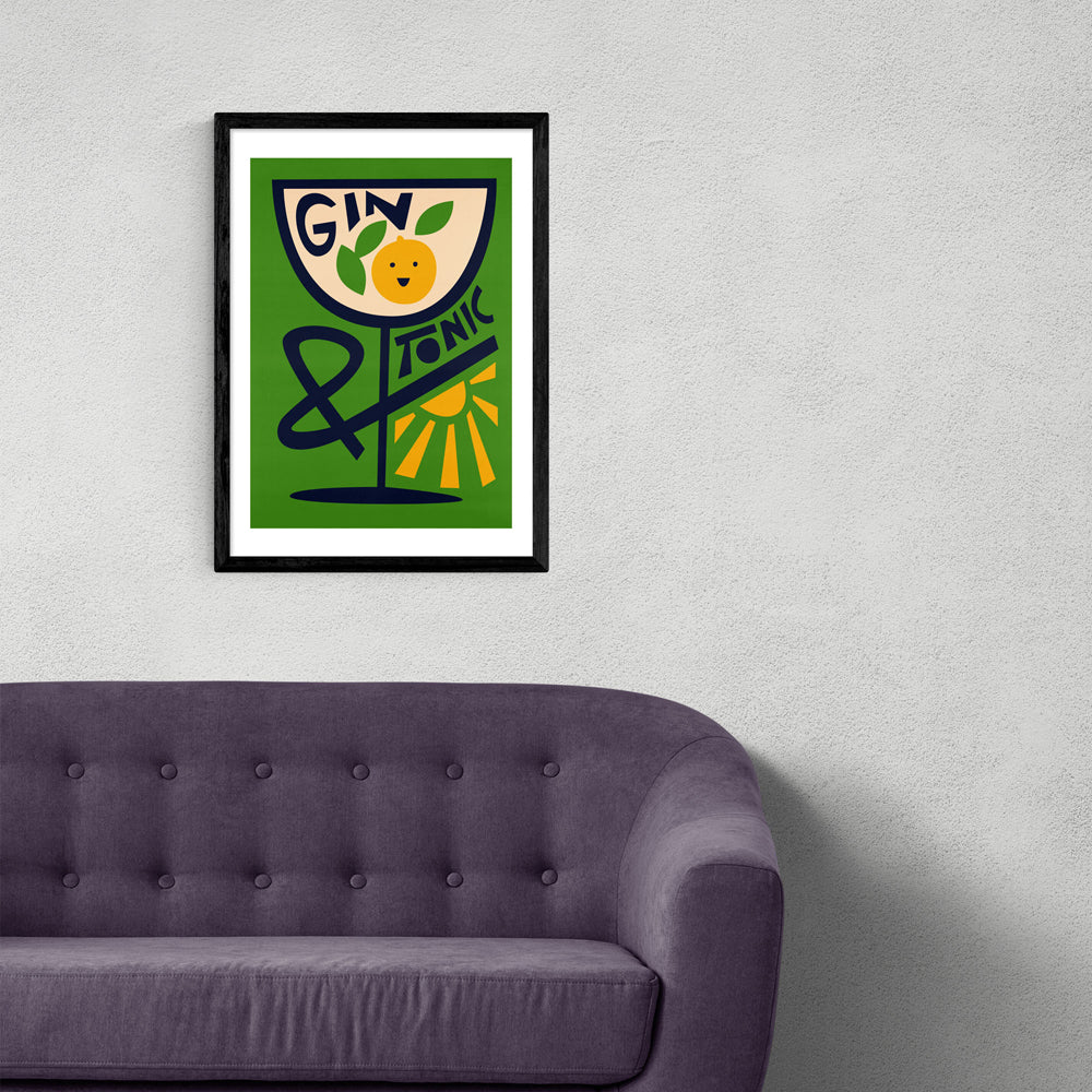 Product photograph of Gin And Tonic By Fox And Velvet - A3 Black Framed Art Print from Olivia's.