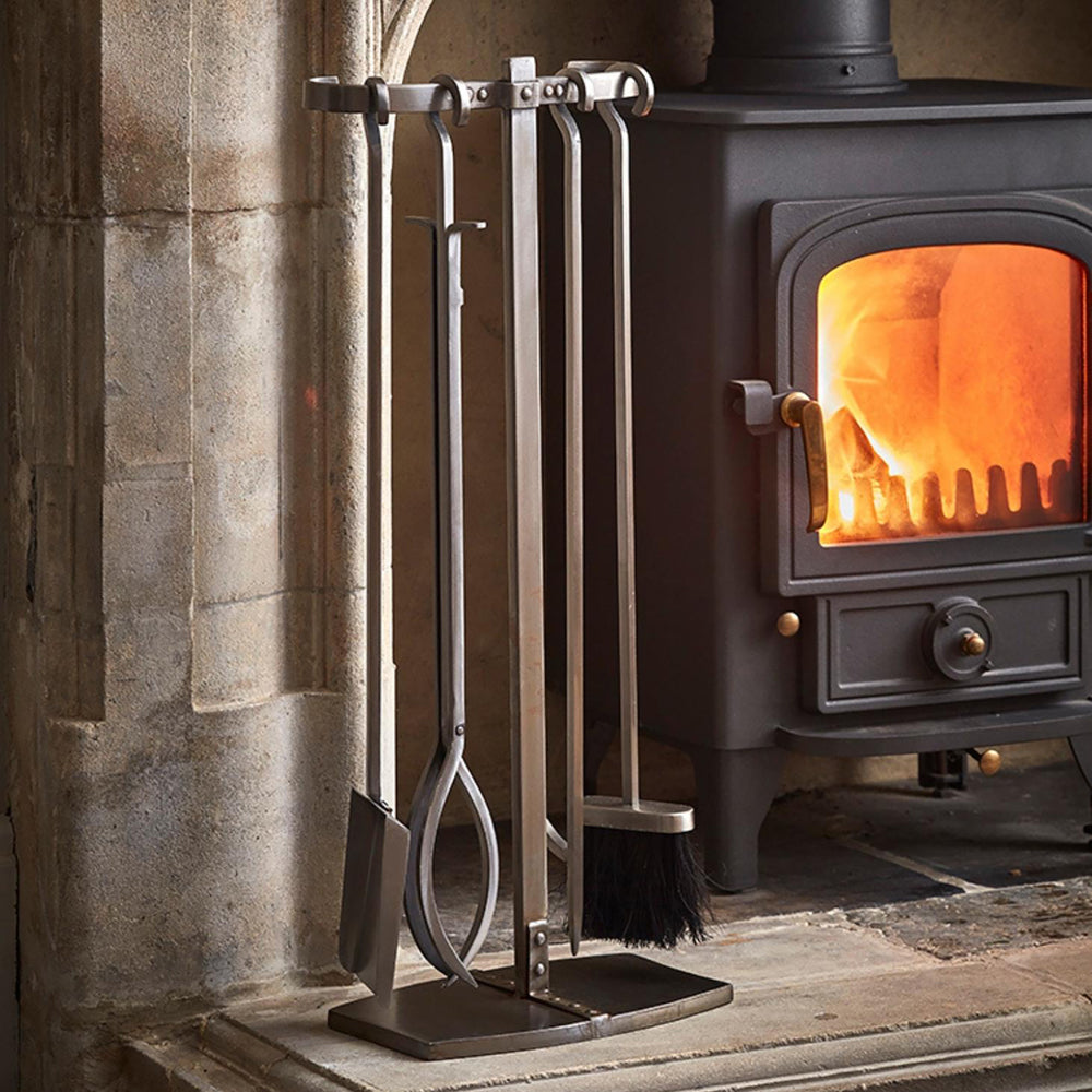 Product photograph of Ivyline Fireside Set In Antique Pewter from Olivia's.