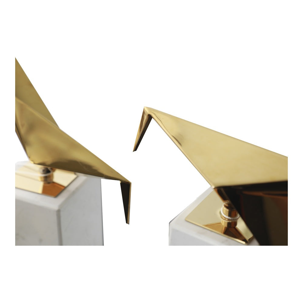 Product photograph of Liang Eimil Alma Bird Sculpture Brass And White Small from Olivia's.