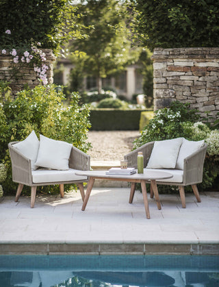 Product photograph of Garden Trading Colwell Set Of 2 Outdoor Armchairs In Oak Wash Oiled Finish from Olivia's.
