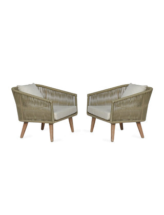 Product photograph of Garden Trading Colwell Set Of 2 Outdoor Armchairs In Oak Wash Oiled Finish from Olivia's.