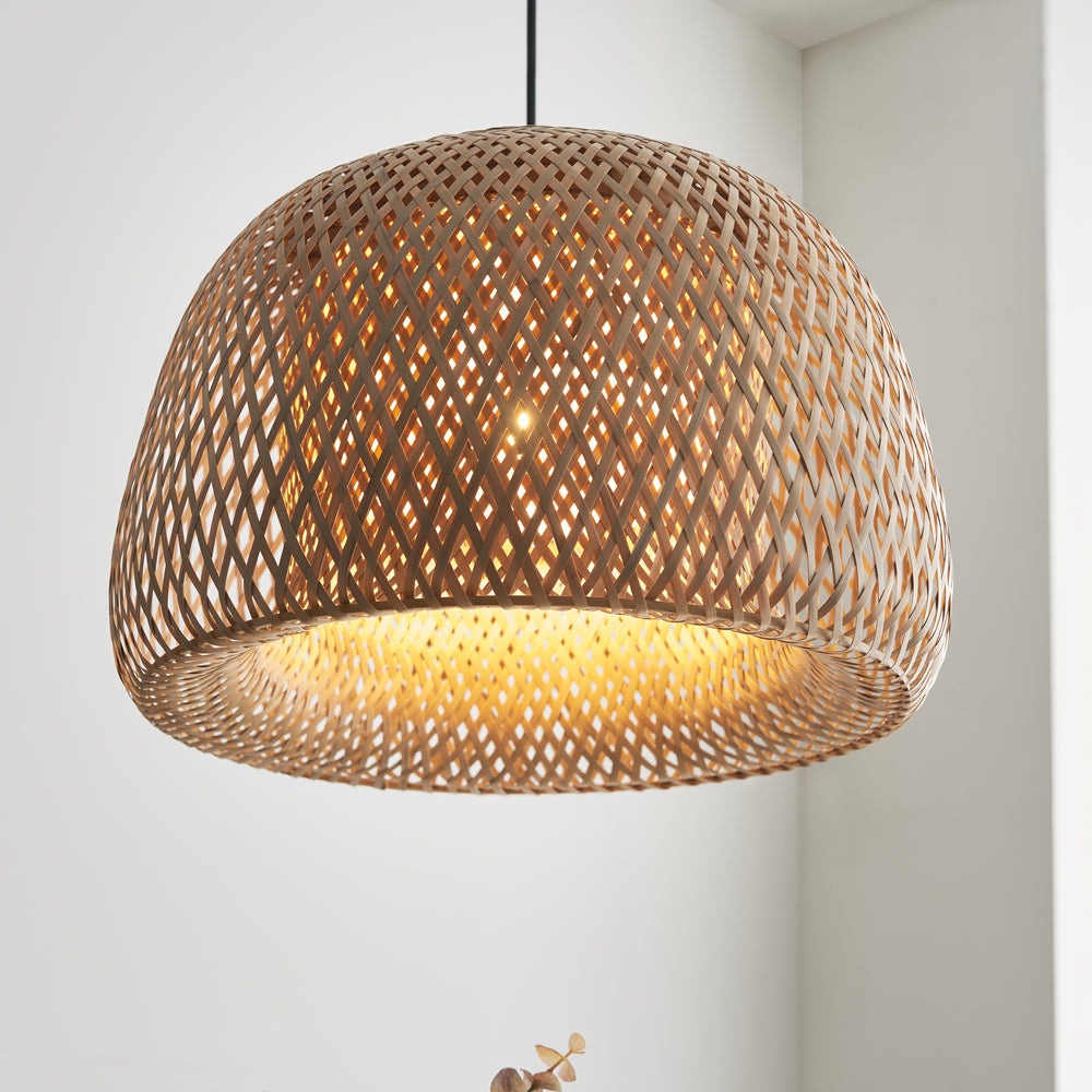 Product photograph of Gallery Interiors Bayley 1 Dome Pendant Light In Natural from Olivia's.