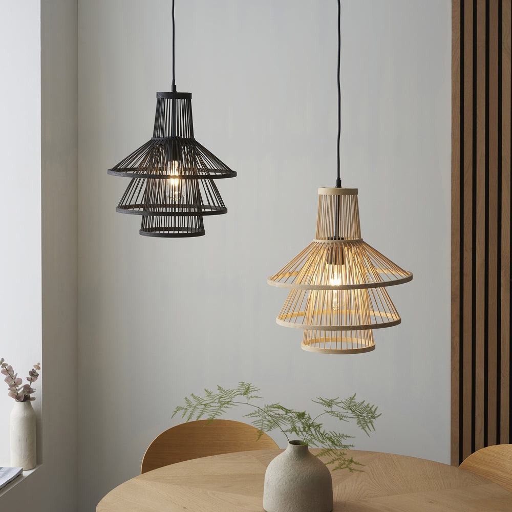 Product photograph of Gallery Interiors Mantra 1 Pendant Light In Dark Bamboo from Olivia's.