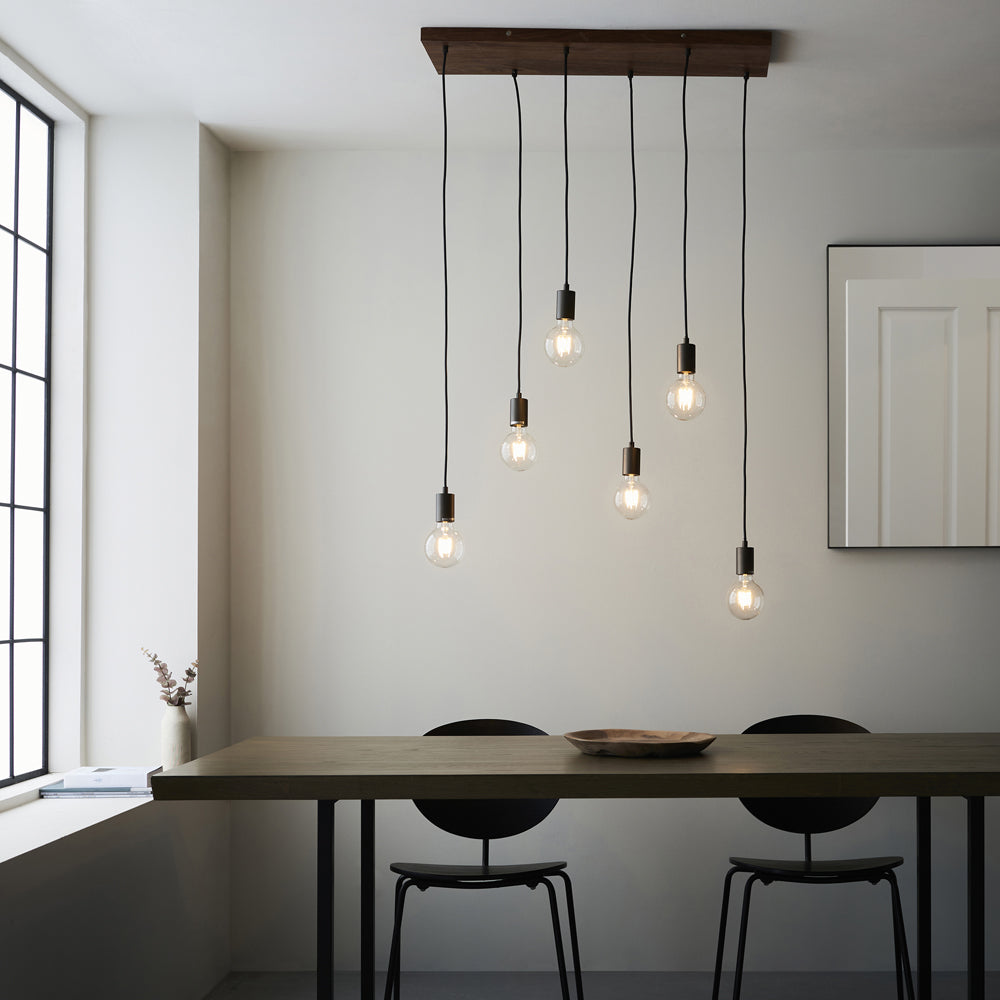 Product photograph of Gallery Interiors Stella 6 Pendant Light In Natural Black from Olivia's.