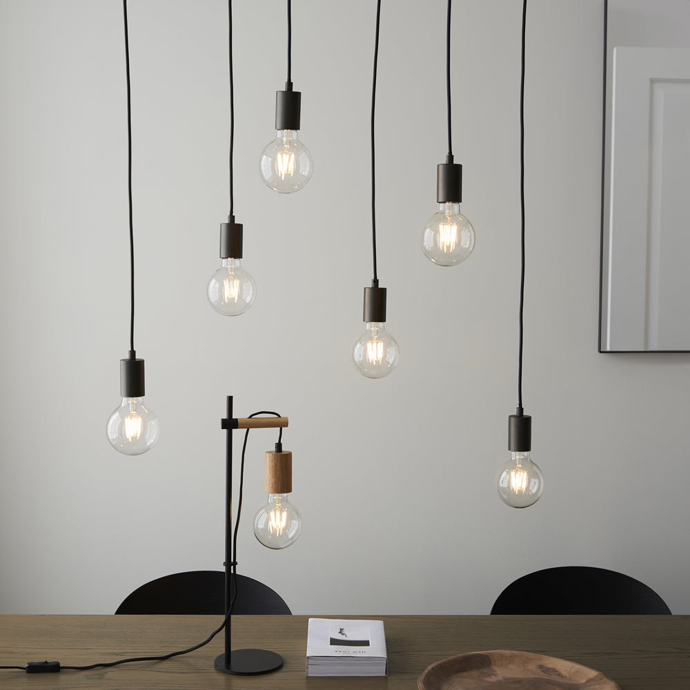 Product photograph of Gallery Interiors Stella 6 Pendant Light In Natural Black from Olivia's.