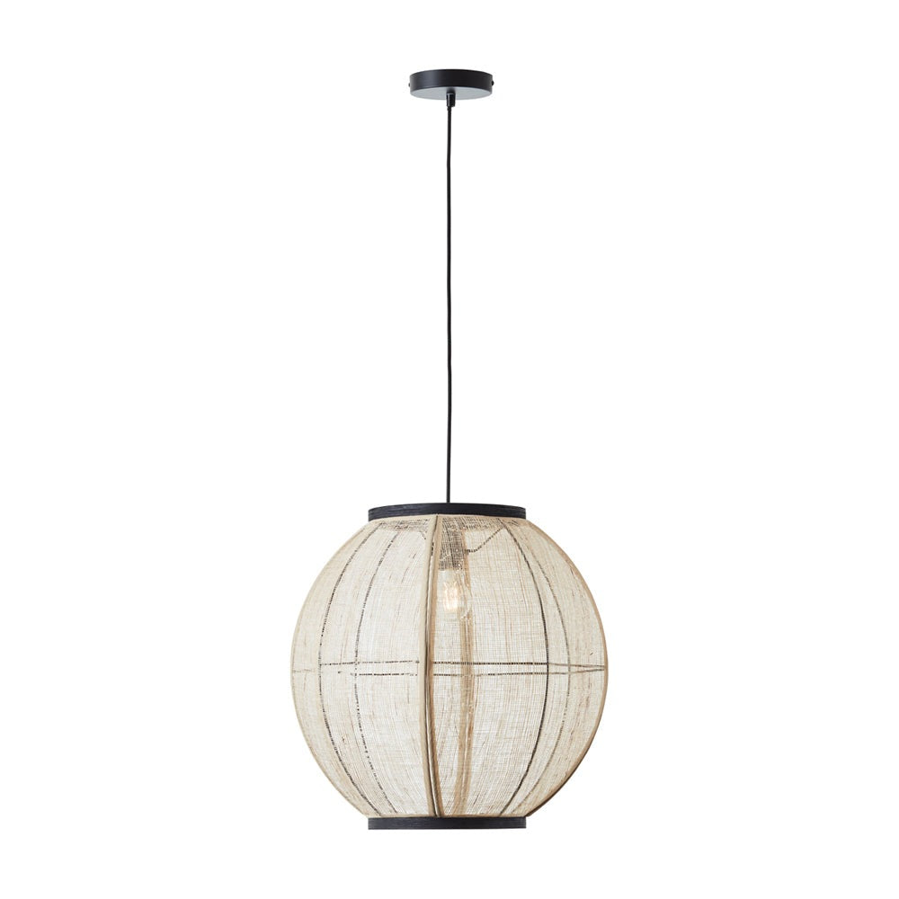 Gallery Interiors Zane Rounded Pendant Light In Natural Black