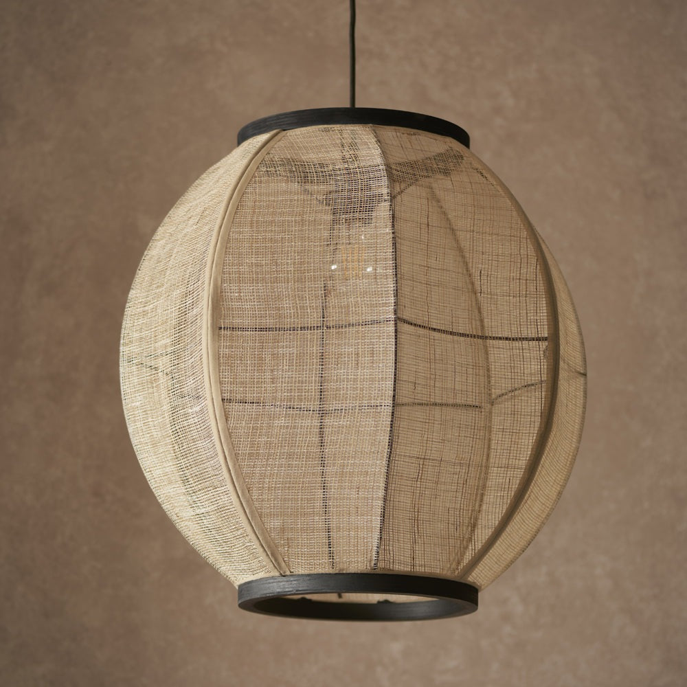 Product photograph of Gallery Interiors Zane Rounded Pendant Light In Natural Black from Olivia's.