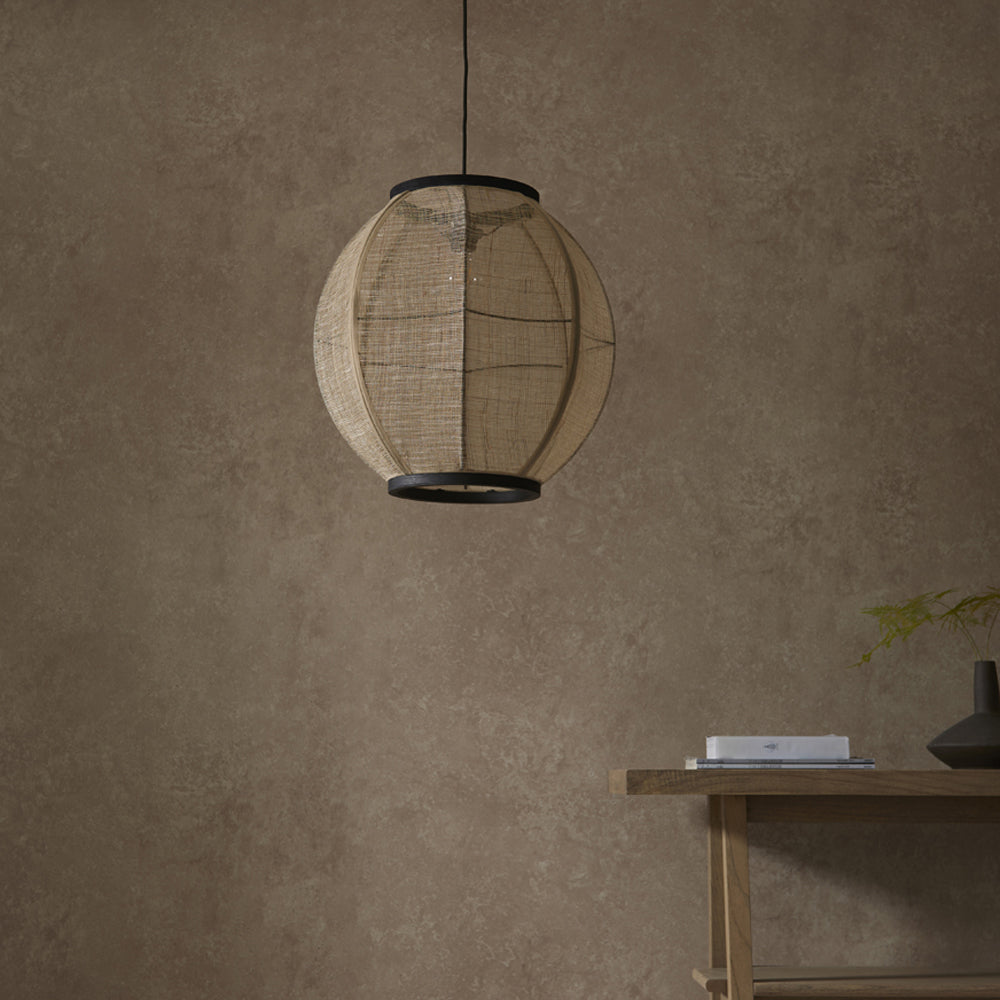 Product photograph of Gallery Interiors Zane Rounded Pendant Light In Natural Black from Olivia's.