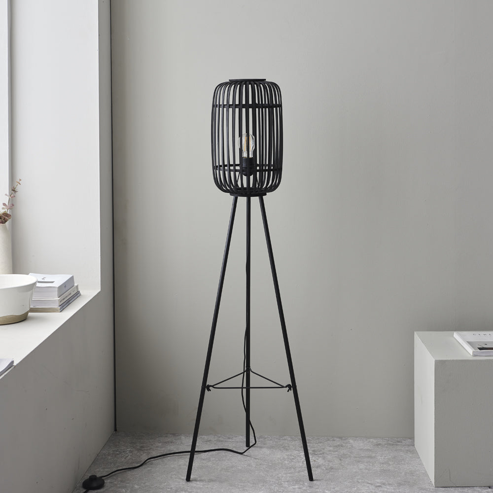 Product photograph of Gallery Interiors Martha Floor Lamp In Dark Bamboo from Olivia's.
