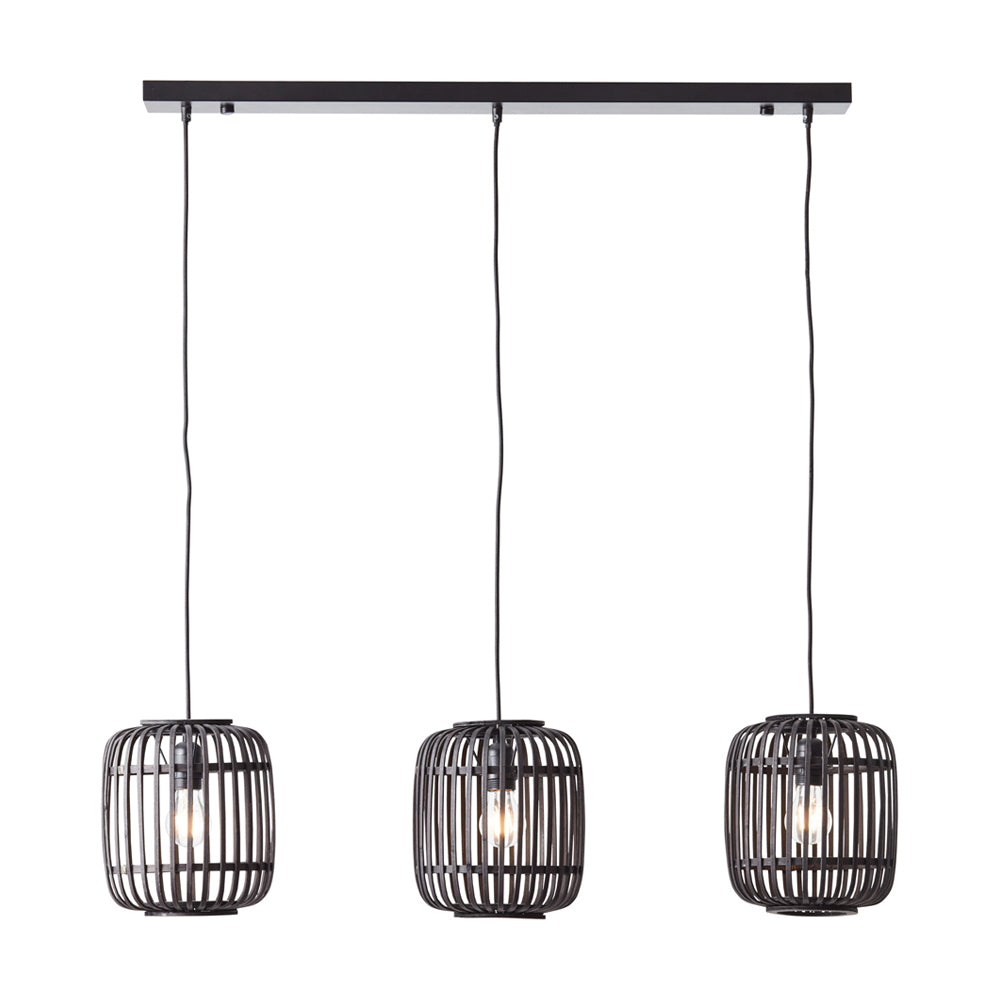 Gallery Interiors Martha Pendant Light In Dark Bamboo 3 Light