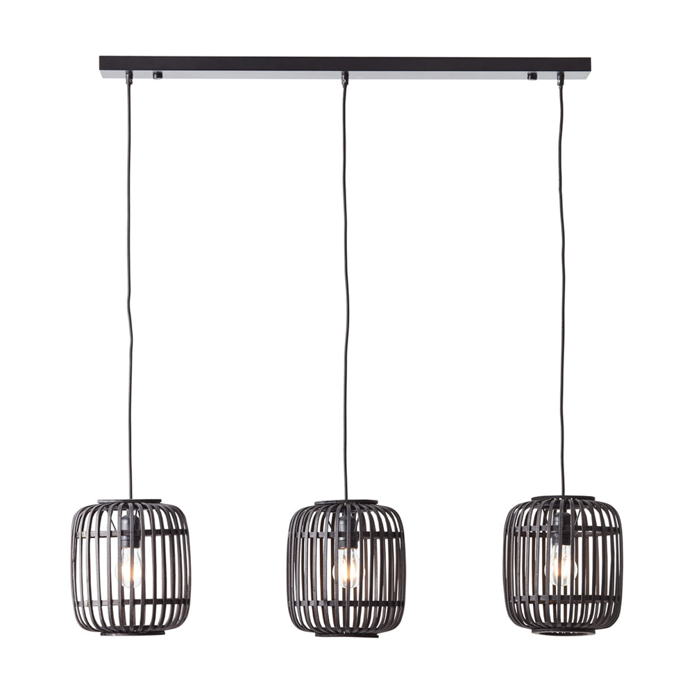 Product photograph of Gallery Interiors Martha Pendant Light In Dark Bamboo - 3 Light from Olivia's
