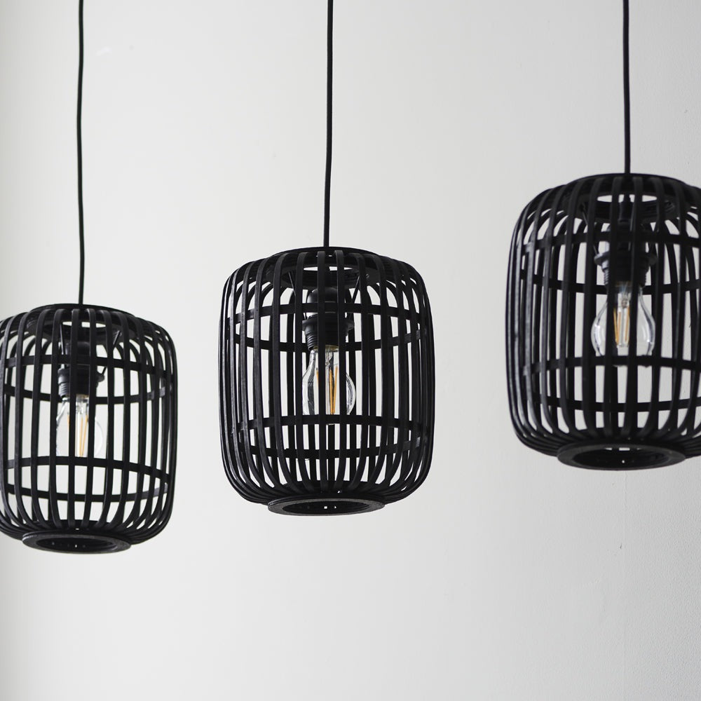 Product photograph of Gallery Interiors Martha Pendant Light In Dark Bamboo - 3 Light from Olivia's.