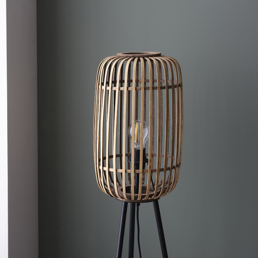 Product photograph of Gallery Interiors Martha Floor Lamp In Lamp Natural Bamboo from Olivia's.