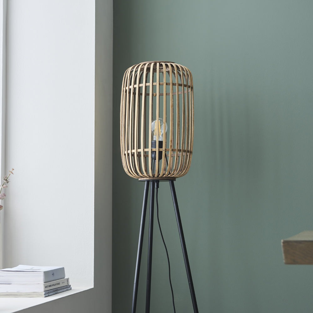 Product photograph of Gallery Interiors Martha Floor Lamp In Lamp Natural Bamboo from Olivia's.