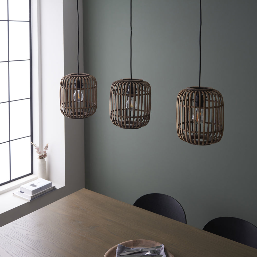 Product photograph of Gallery Interiors Martha Pendant Light In Light Natural Bamboo - 3 Light from Olivia's.