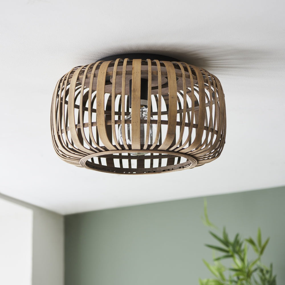 Product photograph of Gallery Interiors Martha Ceiling Light In Light Natural Bamboo from Olivia's.