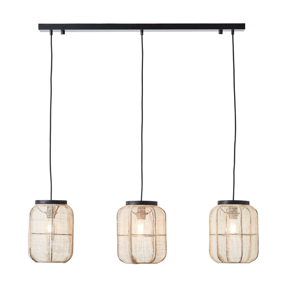 Product photograph of Gallery Interiors Zane 3 Pendant Light In Natural Black from Olivia's