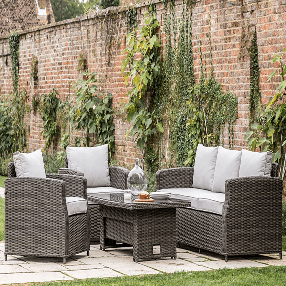 Product photograph of Gallery Outdoor Mileva 3 Seater Dining Set Rising Table Natural from Olivia's