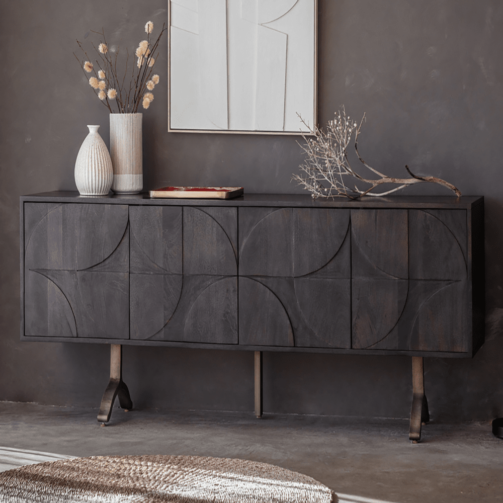 Product photograph of Gallery Interiors Fortuna 4 Door Sideboard In Brown from Olivia's.