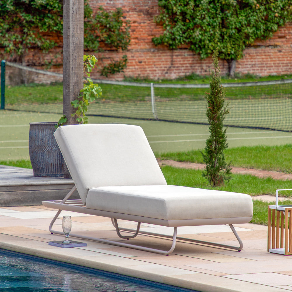 Product photograph of Gallery Interiors Anika Sunlounger In Linen from Olivia's.