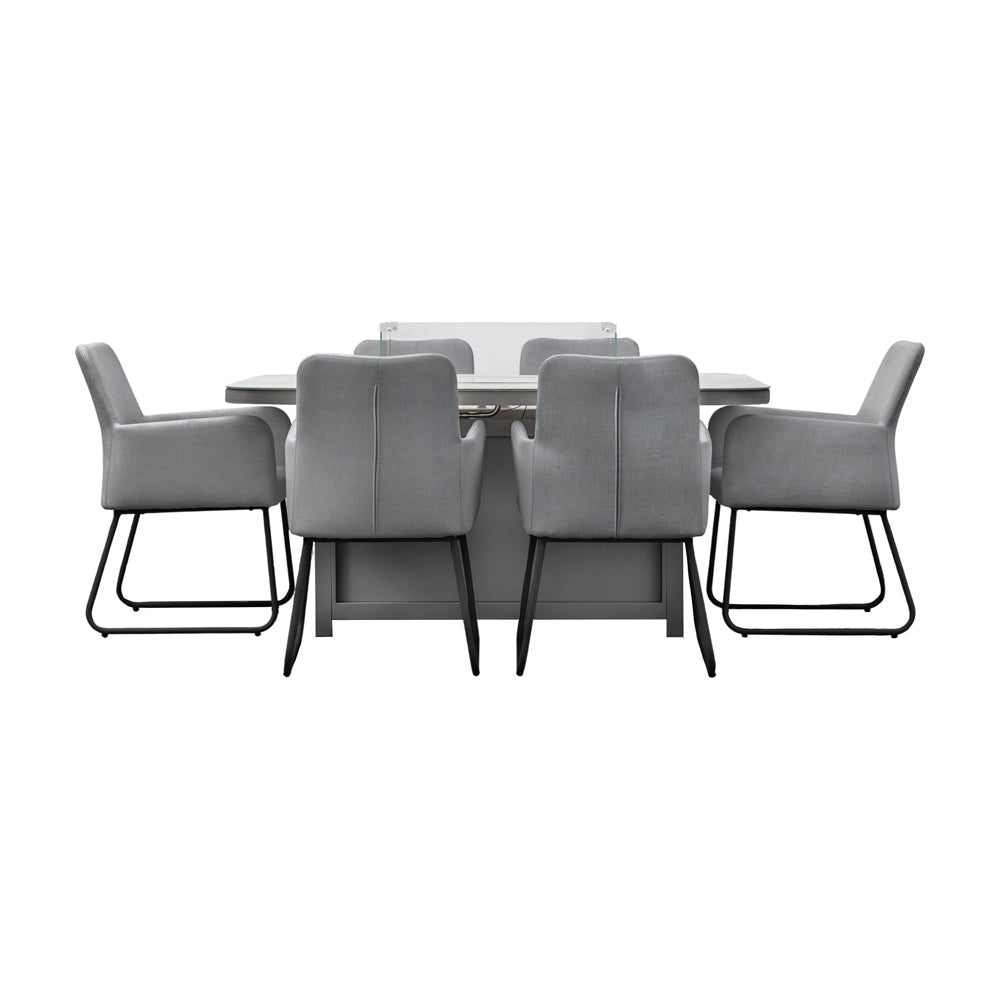 Product photograph of Gallery Interiors Ibis Garden 6 Seater Dining Set With Fire Pit Table In Slate from Olivia's